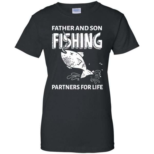 father son fishing womens t shirt - lady t shirt - black