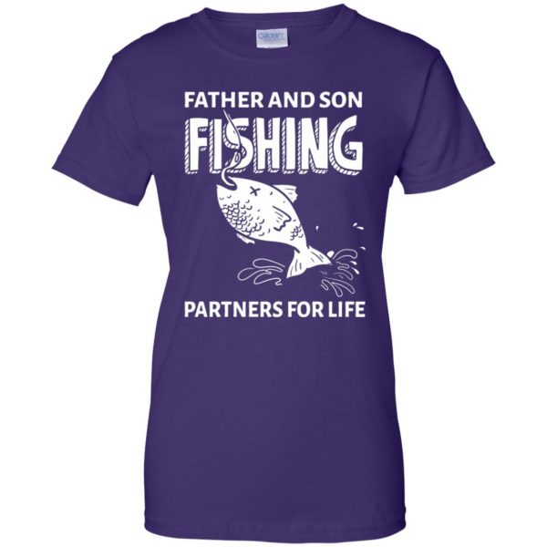 father son fishing womens t shirt - lady t shirt - purple