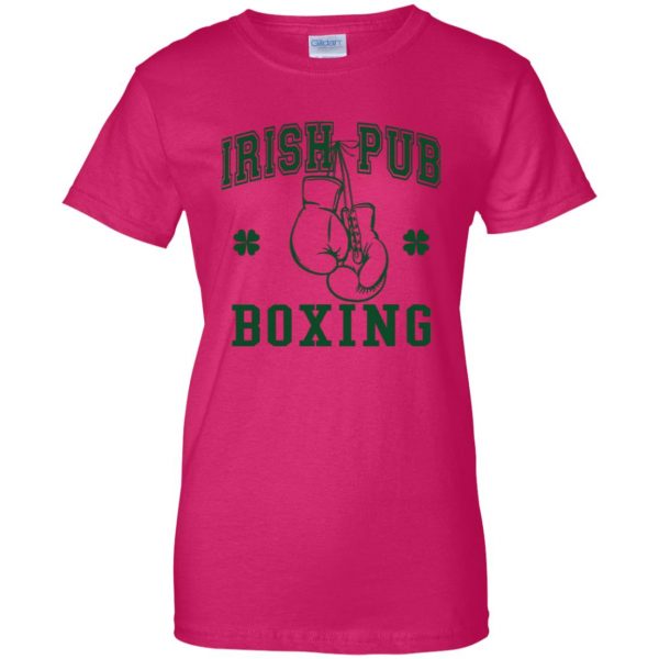 irish pub boxing womens t shirt - lady t shirt - pink heliconia