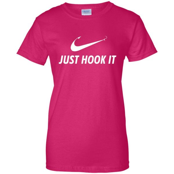 just hook it womens t shirt - lady t shirt - pink heliconia