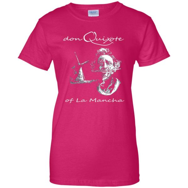 don quixote womens t shirt - lady t shirt - pink heliconia