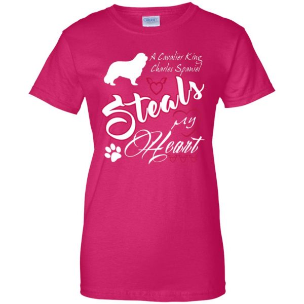 cavalier king charles womens t shirt - lady t shirt - pink heliconia
