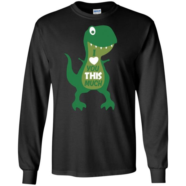 t rex i love you this much long sleeve - black