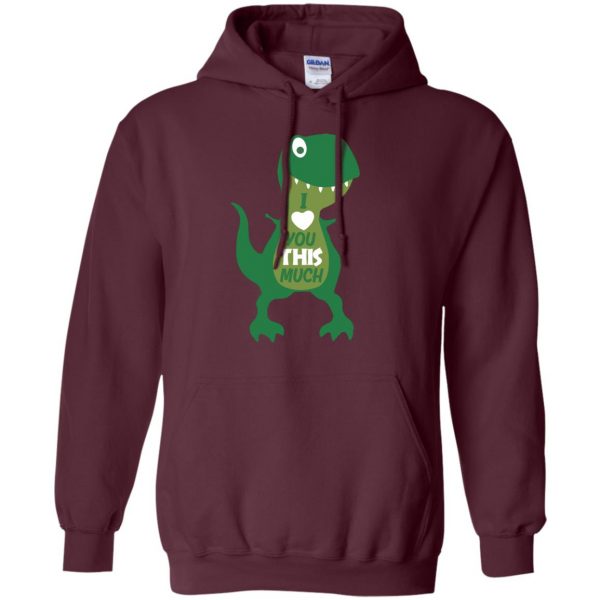 t rex i love you this much hoodie - maroon