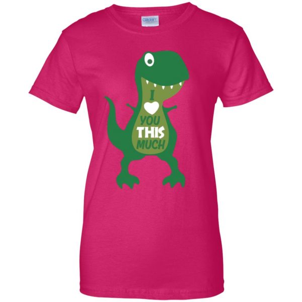 t rex i love you this much womens t shirt - lady t shirt - pink heliconia