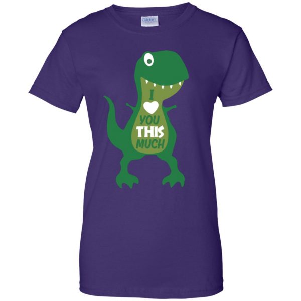 t rex i love you this much womens t shirt - lady t shirt - purple