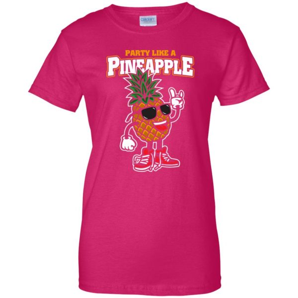 party like a pineapple womens t shirt - lady t shirt - pink heliconia