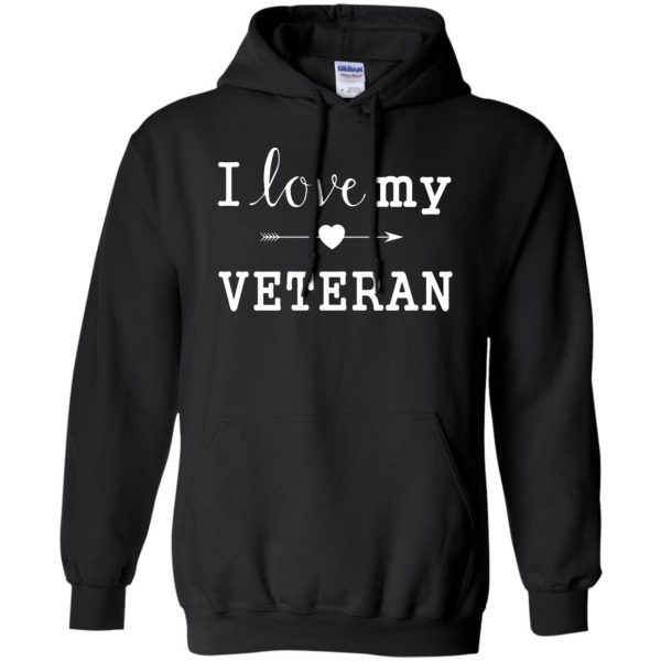 i love my veteran hoodie - black