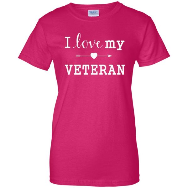 i love my veteran womens t shirt - lady t shirt - pink heliconia