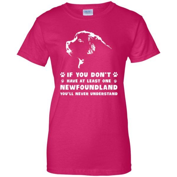 newfoundland dogs womens t shirt - lady t shirt - pink heliconia