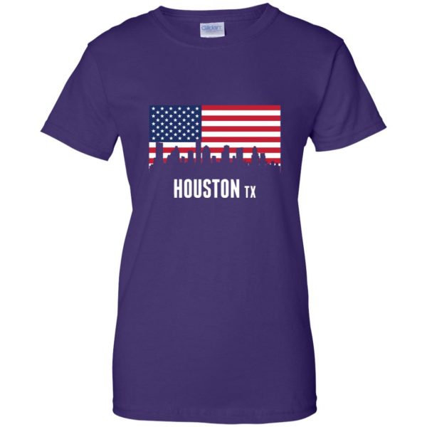 houston skyline womens t shirt - lady t shirt - purple