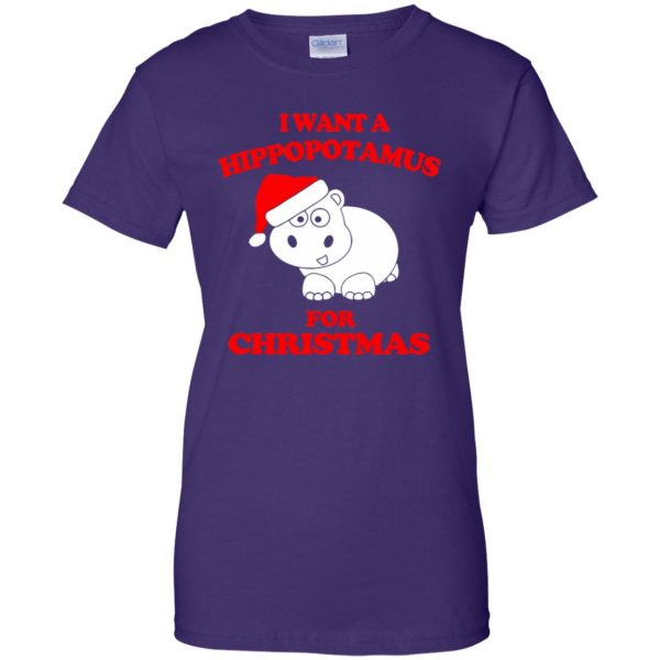 i want a hippopotamus for christmas womens t shirt - lady t shirt - purple