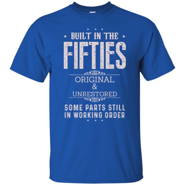built in the fifties t shirt - royal blue