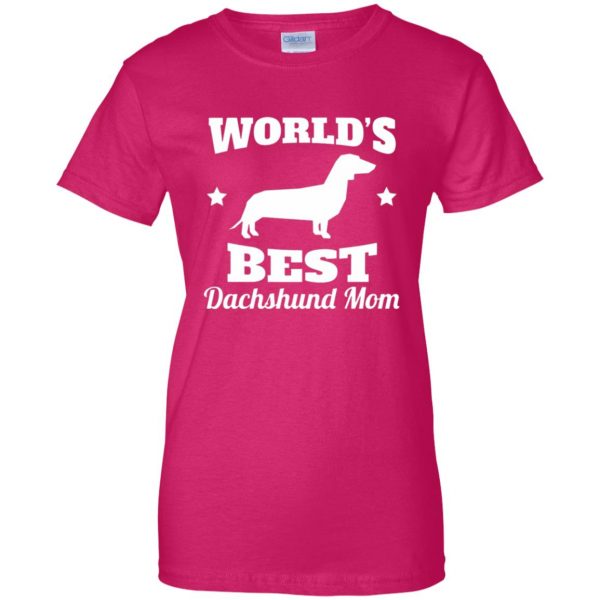 dachshund mom womens t shirt - lady t shirt - pink heliconia