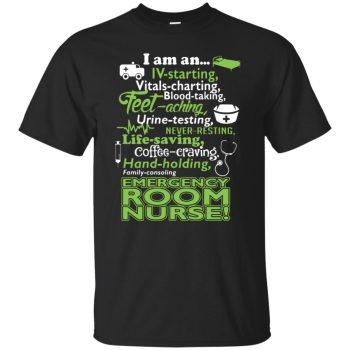 emergency room nurse t shirt - black