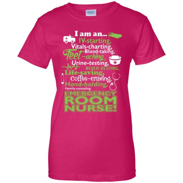 emergency room nurse womens t shirt - lady t shirt - pink heliconia