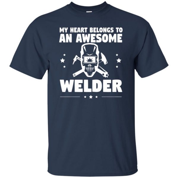 welder wifes t shirt - navy blue
