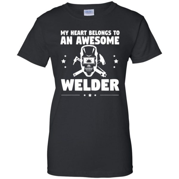 welder wifes womens t shirt - lady t shirt - black