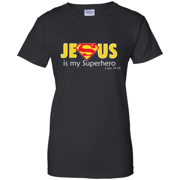 jesus super hero womens t shirt - lady t shirt - black
