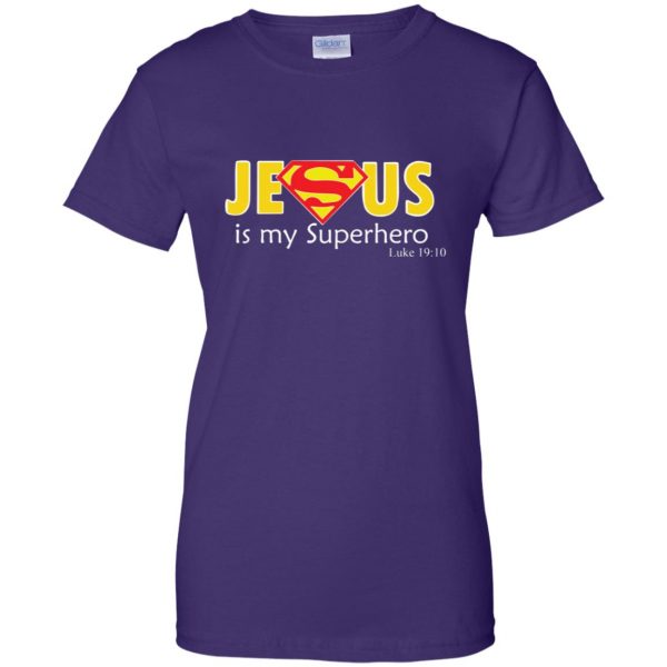 jesus super hero womens t shirt - lady t shirt - purple