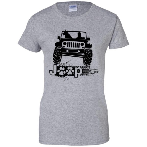 jeep dog womens t shirt - lady t shirt - sport grey