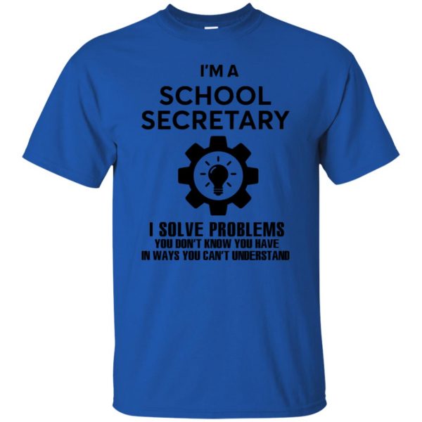 school secretary t shirt - royal blue