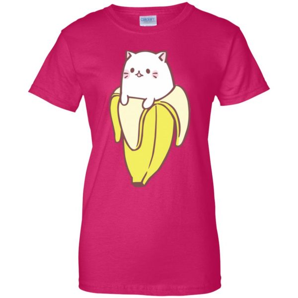 cat banana womens t shirt - lady t shirt - pink heliconia