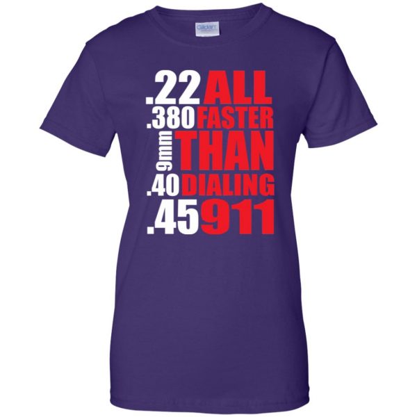 all faster than dialing 911 womens t shirt - lady t shirt - purple