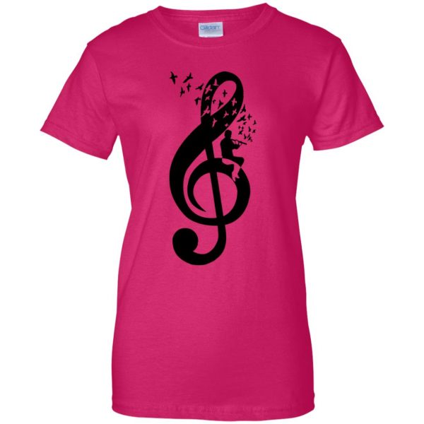 treble clefs womens t shirt - lady t shirt - pink heliconia