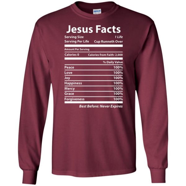 jesus facts long sleeve - maroon
