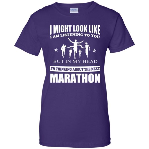 I'M THINKING ABOUT THE NEXT MARATHON womens t shirt - lady t shirt - purple