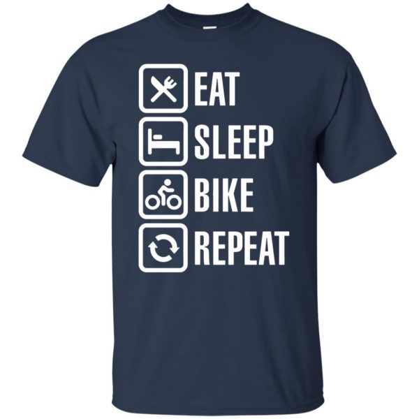 Eat, sleep, bike, repeat t shirt - navy blue