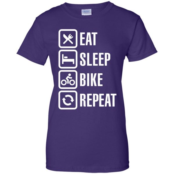 Eat, sleep, bike, repeat womens t shirt - lady t shirt - purple