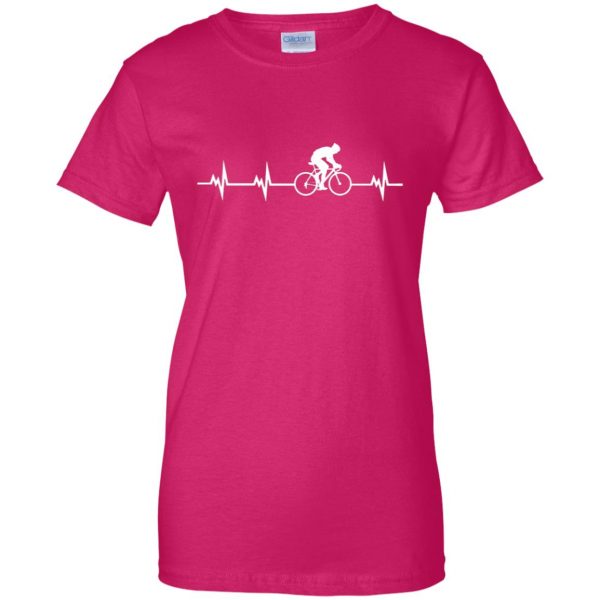 Cycling Heartbeat womens t shirt - lady t shirt - pink heliconia