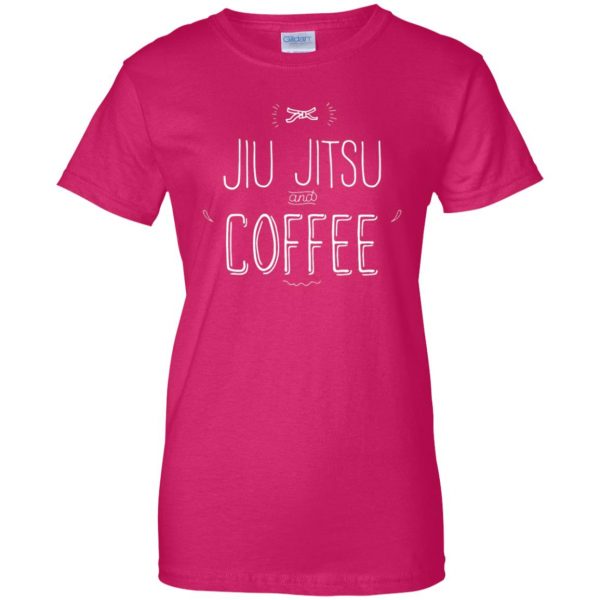 Jiu Jitsu and Coffee womens t shirt - lady t shirt - pink heliconia