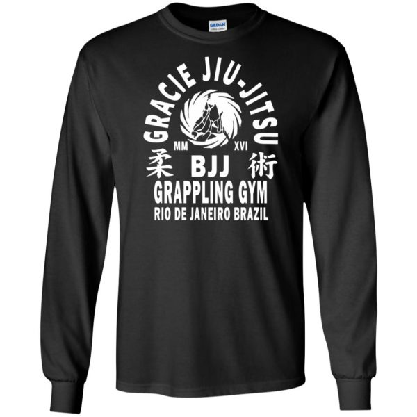 gracie jiu jitsu t shirts long sleeve - black