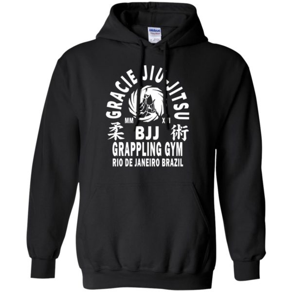 gracie jiu jitsu t shirts hoodie - black