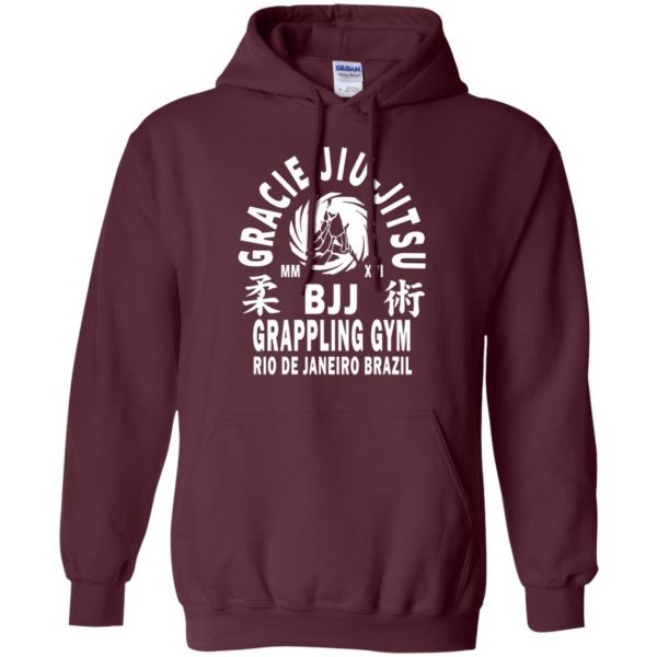 gracie jiu jitsu t shirts hoodie - maroon