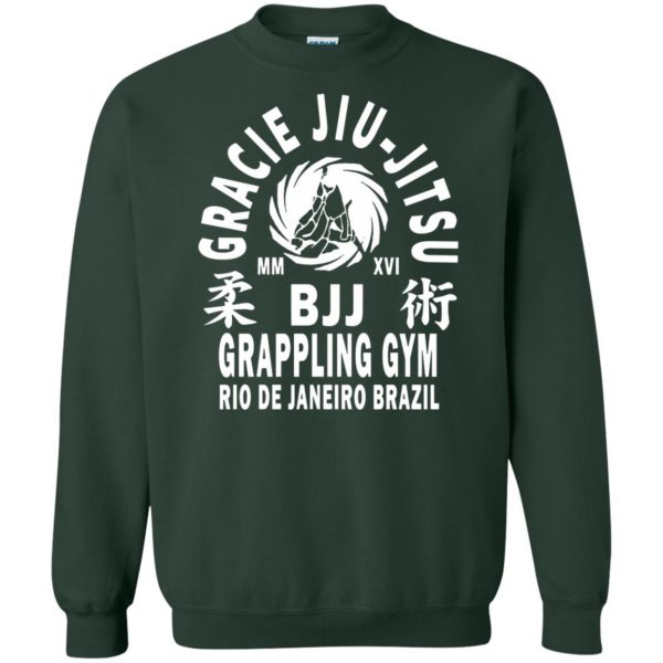 gracie jiu jitsu t shirts sweatshirt - forest green