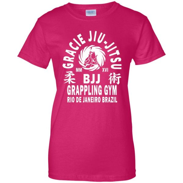 gracie jiu jitsu t shirts womens t shirt - lady t shirt - pink heliconia