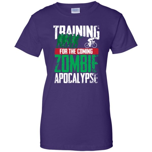 Training For The Zombie Apocalypse Cycling womens t shirt - lady t shirt - purple