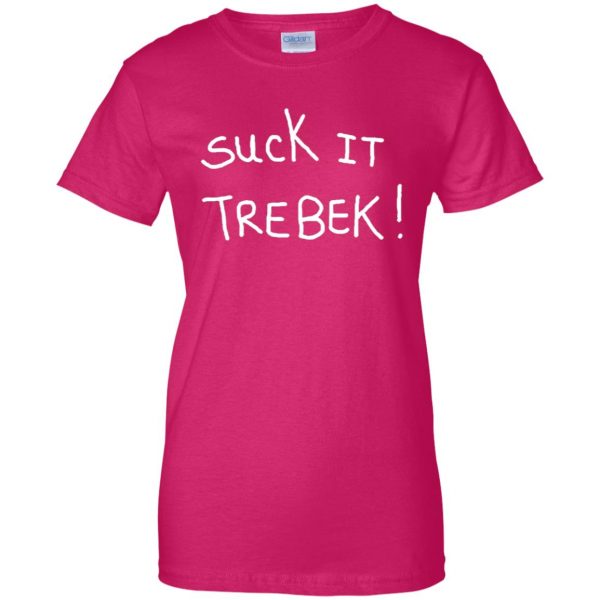 suck it trebek womens t shirt - lady t shirt - pink heliconia
