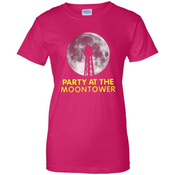 party at the moontower womens t shirt - lady t shirt - pink heliconia