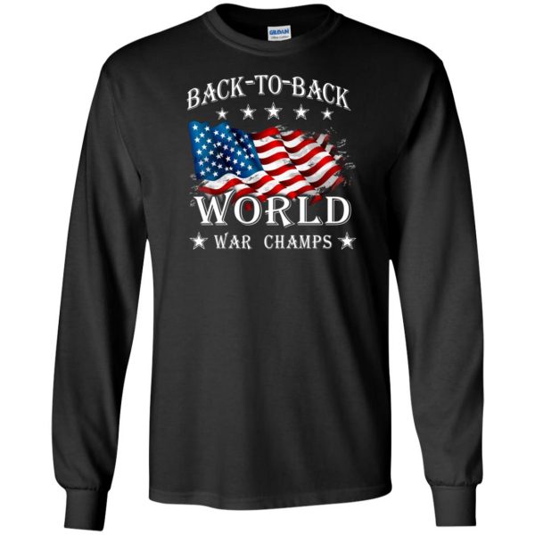 america back to back world war champs long sleeve - black