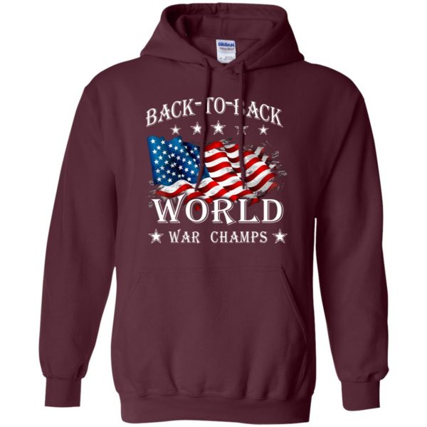 america back to back world war champs hoodie - maroon