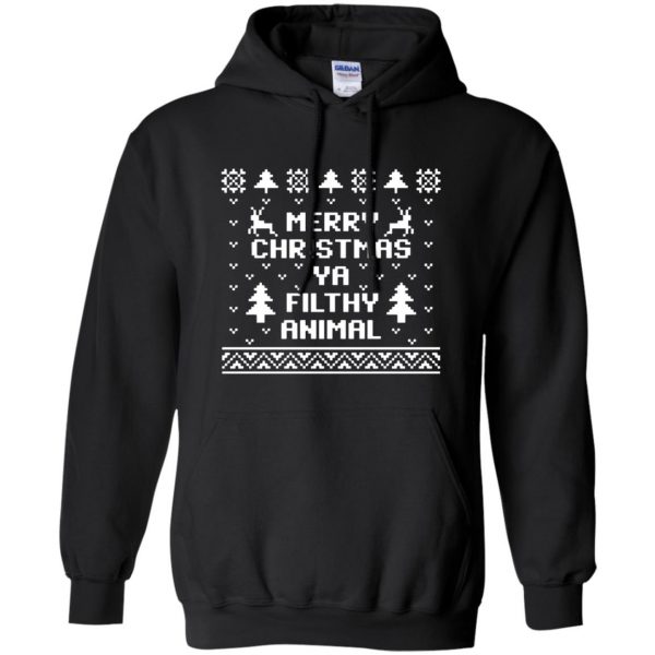merry christmas ya filthy animal hoodie - black
