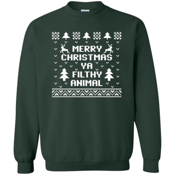 merry christmas ya filthy animal sweatshirt - forest green