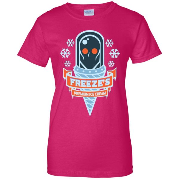 mr freeze womens t shirt - lady t shirt - pink heliconia