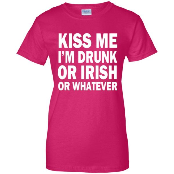 kiss me im drunk womens t shirt - lady t shirt - pink heliconia
