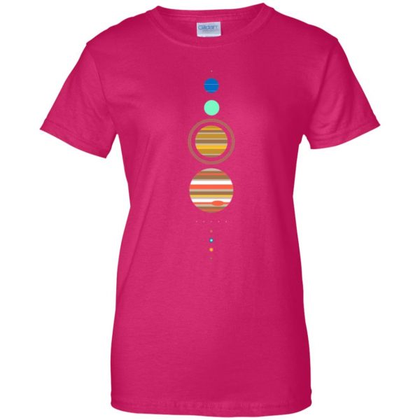 solar system womens t shirt - lady t shirt - pink heliconia